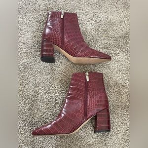 Marc Fisher Crocodile Heeled Ankle Booties - Like New- Worn Once